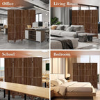 Leesinwing Wood Room Divider 4 Panel Folding Privacy Screen, Classic 5.6Ft Indoor Wooden Partition, Portable Partition Wall Divider for Room Separation, Home, Office, Bedroom, Restaurant (Brown)