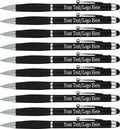 SyPen Personalized Stylus Pens With your Custom Logo or Text-600 Pack Bulk-for Businesses, Parties, and Events, 2 in 1 Ballpoint Pen & Stylus for Touchscreen Devices, Black Barrel, Black Ink