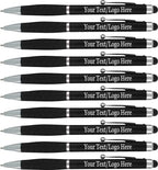 SyPen Personalized Stylus Pens With your Custom Logo or Text-600 Pack Bulk-for Businesses, Parties, and Events, 2 in 1 Ballpoint Pen & Stylus for Touchscreen Devices, Black Barrel, Black Ink