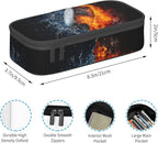 YIJIUWKIS Hockey Pencil Case for Kids Boys, Large Capacity Pencil Box Storage Pen Bag with Zippers, Sports-Themed Black Pencil Pouch Stationery Case for Office School
