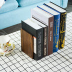 Large Bookend Hold Heavy Books- 7x4x5in 3 Pack Wood Bookends for Heavy Books Heavy Duty Walnut Book Ends for Men Wood Bookends for Office Desk Non-Skid