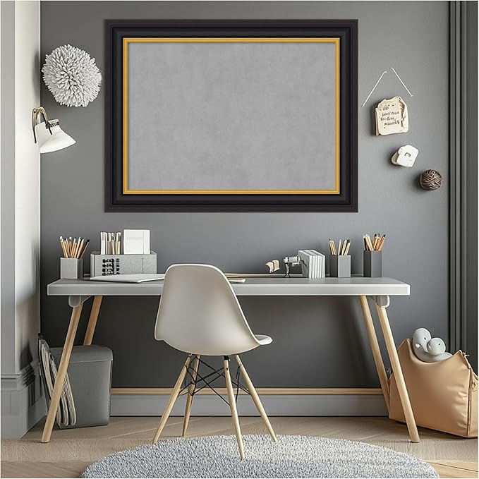 Amanti Art Black Framed Magnetic Board 26x34 Medium Vision Board for use with Magnets, 100% Metal Sheet to Display Items as Office Decor or for Home Organization in mudroom, Kitchen or Kids Room