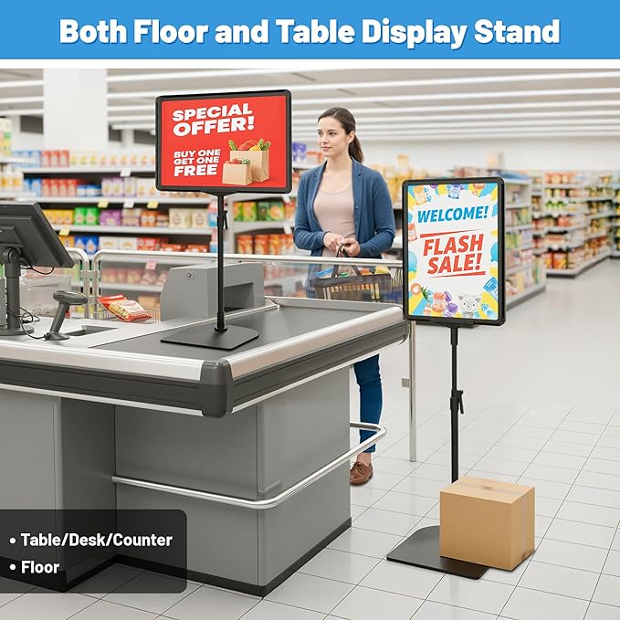 VAIIGO 6Pack Sign Stand for Display 8.5 x 11, Adjustable Poster Stand for Table Top & Floor, Floor Standing Sign Holder, Signage Stands for Business, Tradeshow, Store, Farm Display Stands