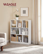 VASAGLE Bookcase, Bookshelf, Freestanding Storage Unit, 8 Open Compartments, Used Horizontally, Vertically, Upside Down, 11 x 35.4 x 39.4 Inches, for Living Room, Study, Office, Cloud White ULBC55WT