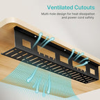 PEGZONE Under Desk Cable Management Tray, 31.5 Inches Metal Cord Organizer Rack, Desk Tray for Power Strip, Cord, Wire, Easy Mounting Cable Management Under Table for Home Office, Black
