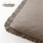 Foindtower Set of 2 Decorative Linen Fringe Throw Pillow Covers Boho Farmhouse Cushion Cover with Tassels Soft Accent Pillowcase for Couch Chair Sofa Bed Living Room Home Decor,18×18 Inch,Brown Tan