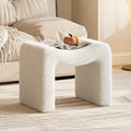 ZYKZYK Ottoman Vanity Seat, Plush Velvet Backless Stool and Small Foot Rest, Modern Accent Seating for Bedroom, Makeup Table or Living Room, White