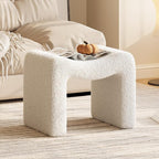ZYKZYK Ottoman Vanity Seat, Plush Velvet Backless Stool and Small Foot Rest, Modern Accent Seating for Bedroom, Makeup Table or Living Room, White