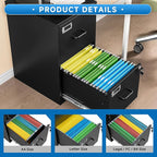 BYNSOE 2 Drawer File Cabinet with Lock Vertical Filing Storage Cabinet Office Home Steel Vertical File Cabinets for Letter Size File Cabinet Locked,Assembly Required