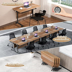 WYMHYZ Conference Table Flip Top Mobile Conference Room Tables,Folding Conference Table with Wheels,Large Meeting Training Seminar Table Saving Space for Office Classroom(4B,61'')