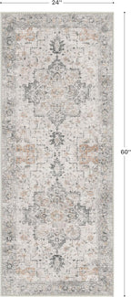 GENIMO Runner Rug 2x5 Non Slip Machine Washable Vintage Hallway Runner Rug, Low Pile Lightweight Rugs for Entryway, Hallway, Kitchen and Corridor, Light Taupe Brown