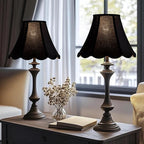 GOSO Scalloped Lamp Shades Set of 1 Medium Black Replac, Braids with Petal Edges,6×13×9.8 Inch Spider Lamp Shade for Floor Lamps, Modern Faux Silk Lampshades, Living Room Table Lamps,Easy Assembly