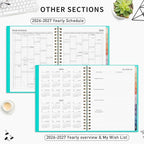 RETTACY 2026-2027 Monthly Planner, Jan 2026 - Dec 2027, Large Size (8.5" x 11"), Agenda, Calendar, 24 Month Tabs, Flexible Plastic Cover, 100 GSM Thick Paper, Spiral-bound (Tiffani Blue)