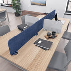 Escape 12" Freestanding Desk Divider | Eco-Friendly Acoustic Privacy Screen | Noise Reducing Desk Partition | 71" Wide | Dark Blue