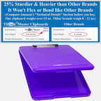 Think2Master Purple Plastic Storage Clipboard. | 25% Heavier & 25% Sturdier| Heavy Duty and Won’t Flex or Bend Like Other Brands (Compare The Weight). Storage Compartment Holds 150 Letter Sized Paper.