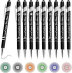 Custom Pens Bulk Personalized Ballpoint Pen with Stylus Tip Customized Engraved Pens with Name Logo Soft Black Ink with Touch Metal Office for Business Office Teacher School Corporate Gifts Black