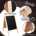 Henoyso 2 Pcs 16" x 10" Small Chalkboard Easel Tabletop Chalkboard Signs Menu Wooden A Frame Sandwich Board for Table, Double Sided with 2 Erasers for Bar Parties Display Home Decor(Wooden)