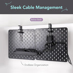 EHO Clamp-On Desk Pegboard, 2Pack (Combined Size 27 x 14 inch) Privacy Divider, Desk Partition Panel, No-Drill Desk Mounted Peg Board Organizer for Office, Gaming, Home, Black
