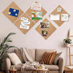 Bouiexye Felt Cork Board Tiles 6 Pack Grey Brown Boards 12"x12" - 1/2" Thick Corkboards for Wall Bulletin Board Self Adhesive with 100 Push Pins for Wall School Home Office