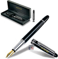 FANSTIK, Customized Fountain pen with name (MADE IN USA), stainless steel, black and Silver, luxury engraved pen personalized for men and for women. (Fountain Black-Silver)