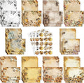 TaoBary 160 Pcs Stationery Paper Set 50 Double Sided Stationery Papers with 50 Matching Envelopes and 60 Round Dot Sticker, 10 Design (Vintage Bee Floral Butterfly,8.25 x 5.5 Inch)