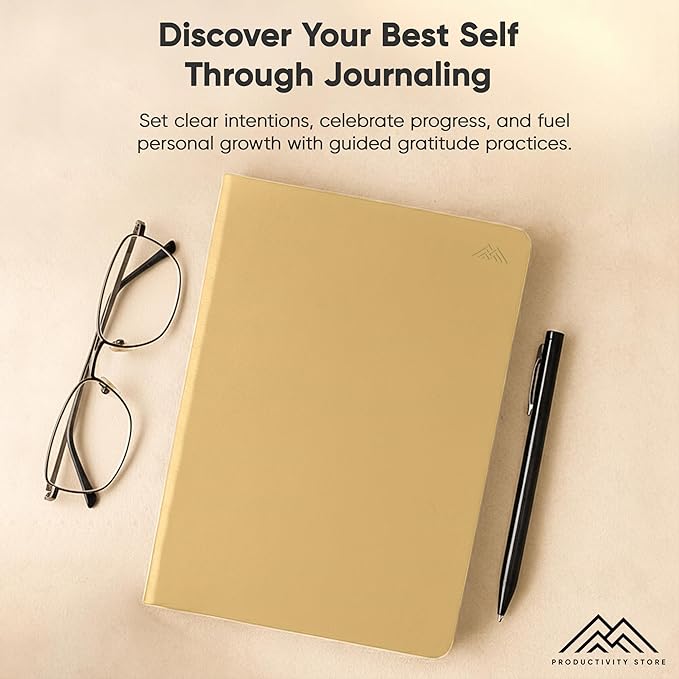 Gratitude & Self-Care Journal - Guided Mindfulness & Mental Health Journal All-in-One with Prompts for Self Discovery - Daily Journal for Men & Women by PRODUCTIVITY STORE (A5, Cream)