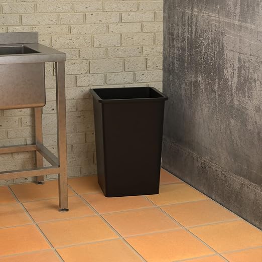 Krollen Industrial 35 Gallon Black Square Commercial Trash Can