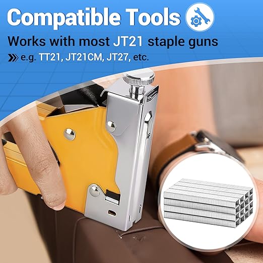 meite JT21 Staples, 5/16 Inch Galvanized Fine Wire Staples for Staple Gun - 5,000 Counts, 7/16" Crown JT21 Staple Refill, Ideal for Upholstery, Crafts, Furniture