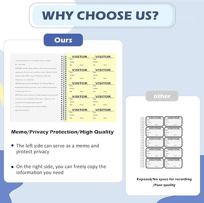 1 Pack Visitor Badges with Carbon Copy Visitor Stickers Letter Size Visitor Log Book Protecting Privacy Pages for School Church Business Visitor Pass Stickers 150 Visitor Badges 30 Memo Pages (1)