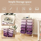 LDAILY 10 Drawer Rolling Cart, Storage Cart Organizer on Wheels, Drawer Cart with Metal Frame & Large Storage Capacity, Rolling Cart with Drawers for Living Room Classroom, Office