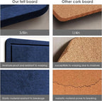 Lightomorrow Bulletin Board, 24 x 18 inches Felt Board Decorative Pin Board, Cork Board Alternative for Wall, Foldable Photo Board Self-Adhesive Vision Board with 20 Pushpins - Dark Blue