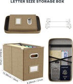 Oterri File Organizer Box with Lid, Hanging Filing File Box with Mesh Pocket, Document Organizer Box for Letter Files, Portable Storage Box with Smooth Sliding Rail for Office&Home(1 PCS, Khaki)