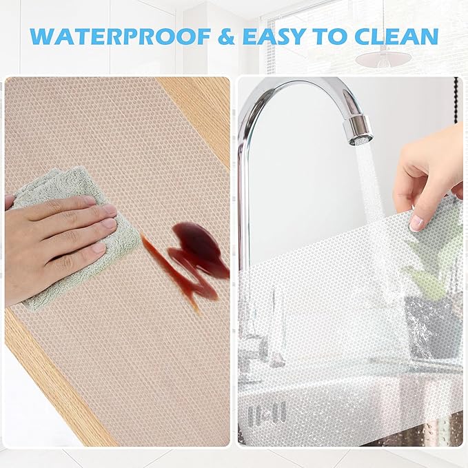 MooiFun Drawer Liners, Waterproof Shelf Liner, Anti-Slip Non-Adhesive BPA Free Kitchen Cupboard Cabinet Liner Refridge Fridge Mats Sink Protector Strong Durable for Home (Clear/11.8in x 10Ft)