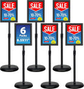VAIIGO 6Packs 8.5x11 Inch Adjustable Pedestal Poster Sign Stand, Heavy Duty Floor Standing Sign Holder Stand Aluminum Snap Open Frame for Vertical and Horizontal View Sign Displayed(Black)
