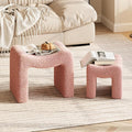ZYKZYK Ottoman Set of 2, Plush Velvet Vanity Seats with Modern Foot Rest, Backless Stool Pair for Bedroom, Living Room & Makeup Dressing Table (2-in-1) Pink