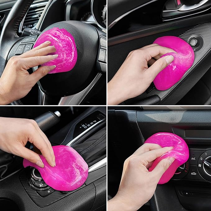 FiveJoy Car Cleaning Gels, 4-Pack Universal Auto Detailing Tools Car Interior Cleaner Putty, Dust Cleaning Mud for PC Tablet Laptop Keyboard, Camera, Printers, Calculator - 320g (2.8oz/pcs) (Pink)
