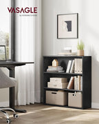 VASAGLE Set of 2 Bookshelves, 31.5 Inches Wide, 3-Tier Open Bookcases with Adjustable Storage Shelves, Floor Standing Units, Ebony Black ULBC173T56-2
