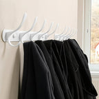 SKOLOO Coat Rack Wall Mount - Modern, Metal Wall Coat Rack with 5 Hooks, Sturdy Wall Hook Rack Rail for Hanging Coat, Jacket, Clothes, Hat, White