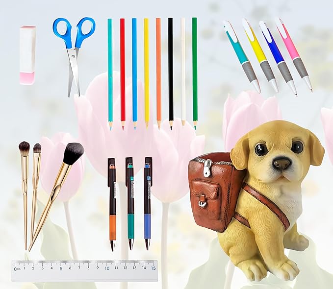 Dog Pen Holder for Desk Labrador Retriever Gifts for Men Women and Kids Unique Pen Pencil Holder Cup Funny Desktop Organizer for Home Office School Desk Decor (lemon-yellow)