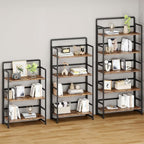 THKKY No Assembly Folding Bookshelf, 4 Tiers Collapsible Book Shelf for Home Office, Vintage Wood Foldable Bookcase Storage Organizer for Living Room Bedroom (Rustic Brown)