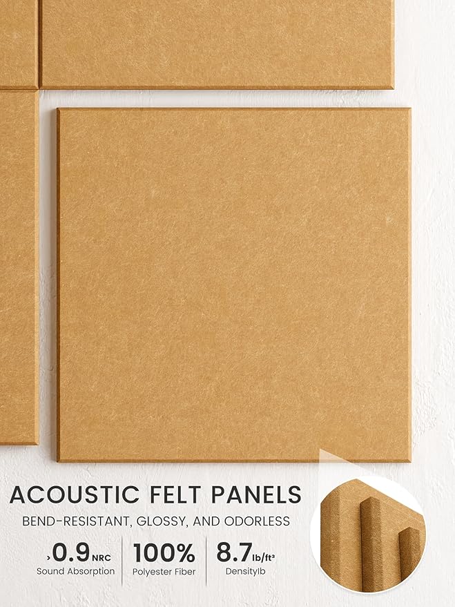 Bumusty Large Cork Board 47"x35" Alternative - 12 Pack Felt Wall Tiles with 70 Safe Removable Adhesive Tabs, 30 Pushpins, Cork Boards for Walls Pin Board Tack Board Cork Board (Longan Yellow)