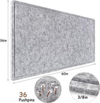 Large Bulletin Board, Foldable 60x36 Inches Cork Board Alternative, Large Felt Board Decorative Pin Board for Wall, Foldable Photo Board Self-Adhesive Vision Board with 36 Pushpins Light Gray