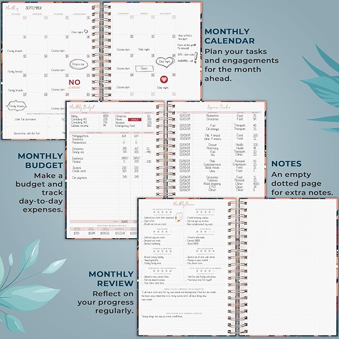PLANBERRY Large Hourly Schedule Planner Premium – Undated Organizer for Productivity, Time Management & Budget, 8x10.4″ (Tropical Night)