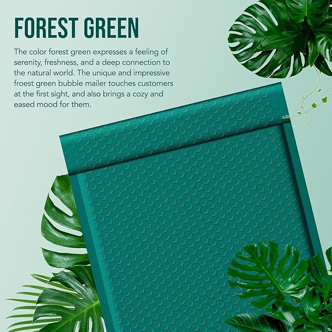 Fuxury Large Bubble Mailers 10.5x16" 500 Pack Forest Green Self Seal Padded Envelopes Opaque Mailing Envelopes Bubble Padded Cushion Padded Mailers for Packaging Small Business Bulk #5