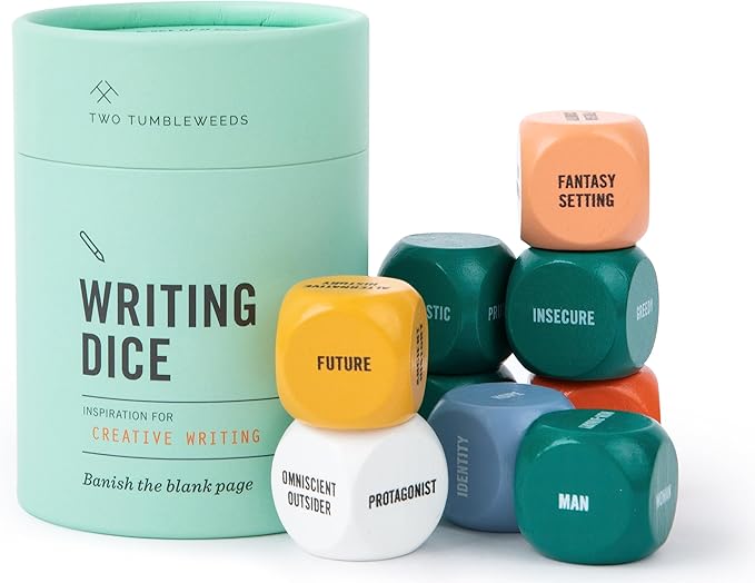 Two Tumbleweeds Writing Dice Set of 9 for Story Inspiration for Writers to Overcome Creative Block - Thoughtful Writer Gifts for Authors and Aspiring Novelists