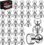 LOVIMAG Fridge Magnets 40Pcs Refrigerator Whiteboard Small Strong Magnet Classroom Kitchen Accessories Decorative Locker Set Decor Must Haves Office Calendar Refrigerador Magnetic Cute Crafts Silver