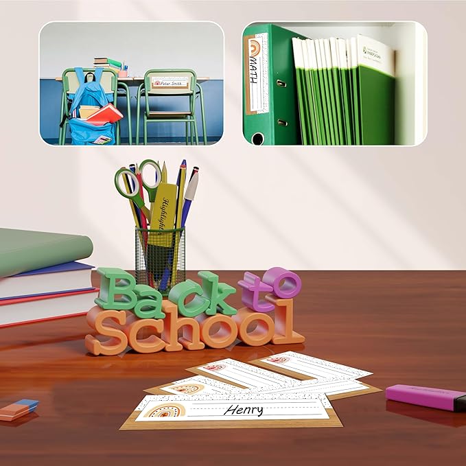 Name Tags for Classroom Cubbies, 30 Boho Rainbow Name Plates for Desks, Back to School Self Adhesive Name Tags Sticker for Teachers Elementary - A03