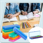 Fainne 24 Pcs Plastic Pencil Case Bulk Pencil Boxes Plastic Stationery Case Frosted Pen Box Pen Holder with Hinged Lid Snap Closure for Office(Single Layer,Assorted Colors,7.09 x 2.36 x 0.98 Inch)