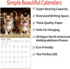 2026 Wall Calendar,Calendar 2026, November 2025 - December 2026, Wall Calendar Corgis, 12" x 24" Opened,Full Page Months Thick & Sturdy Paper for Gift Perfect Calendar Organizing & Planning