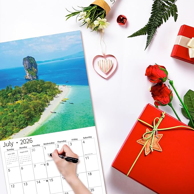 2026 Wall Calendar,Calendar 2026, July 2025 - December 2026, Wall Calendar Coastal Serenity, 12" x 24" Opened,Full Page Months Thick & Sturdy Paper for Gift Perfect Calendar Organizing & Planning